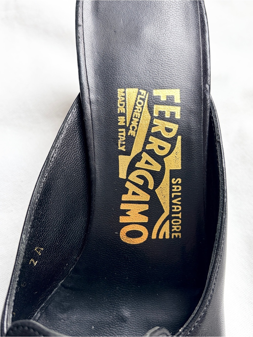 Salvatore Ferragamo Black Leather Slip-On Mules - Picture 3 of 7